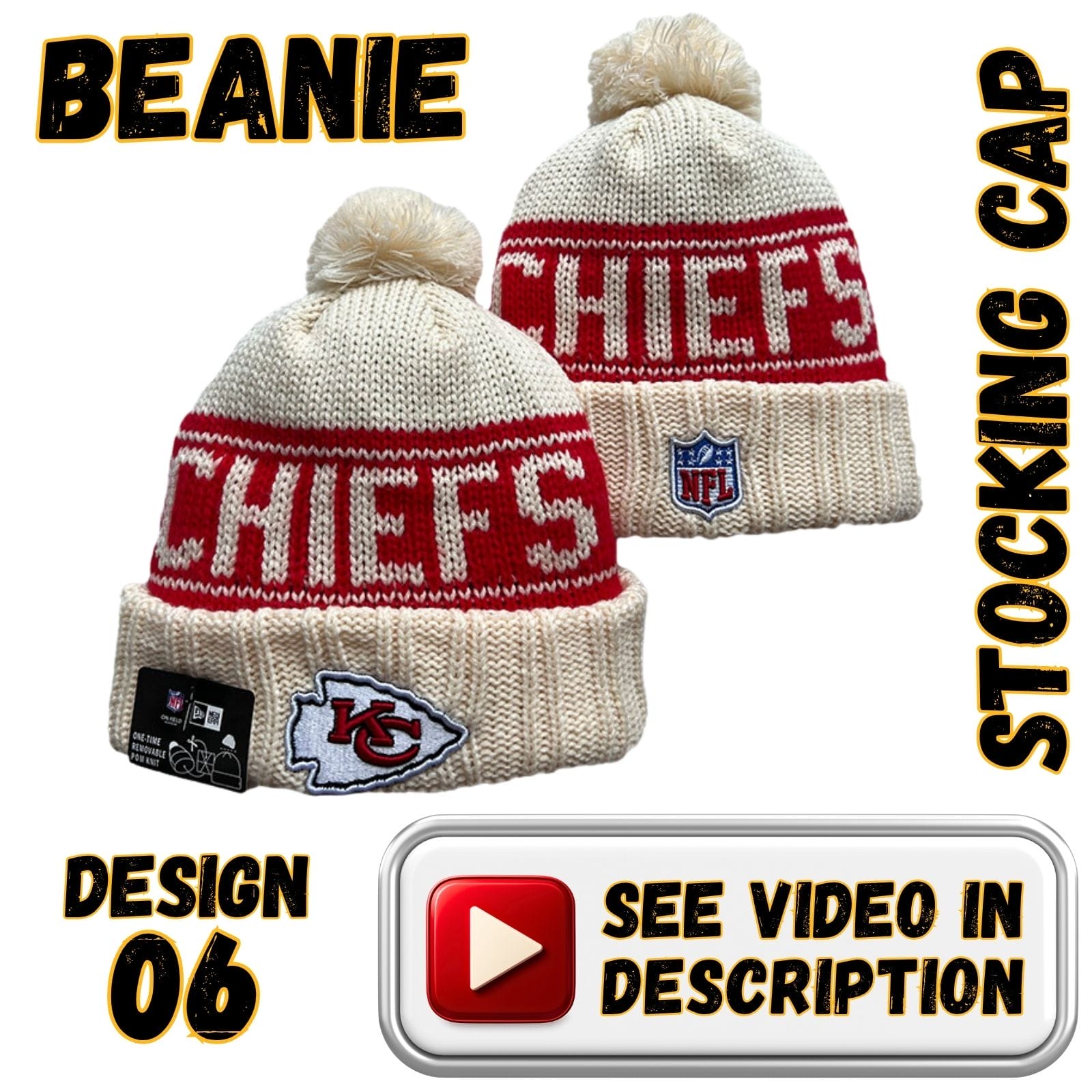 Cream Crown & Cuff, Red “CHIEFS” Band w/ Cream Pom (06)