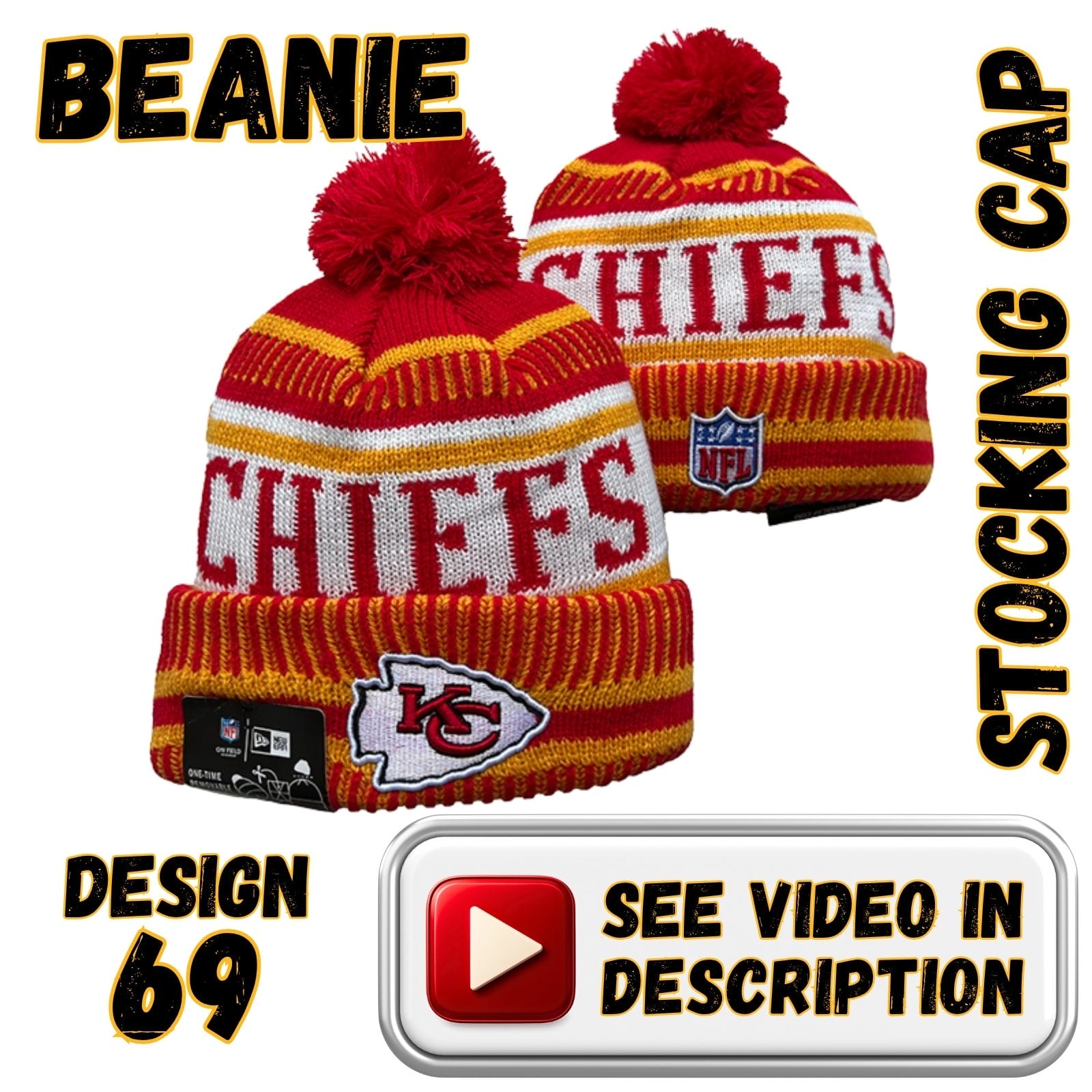 Gold Cuff, White “CHIEFS” Band on Red/Gold Crown w/ Red Pom (69)