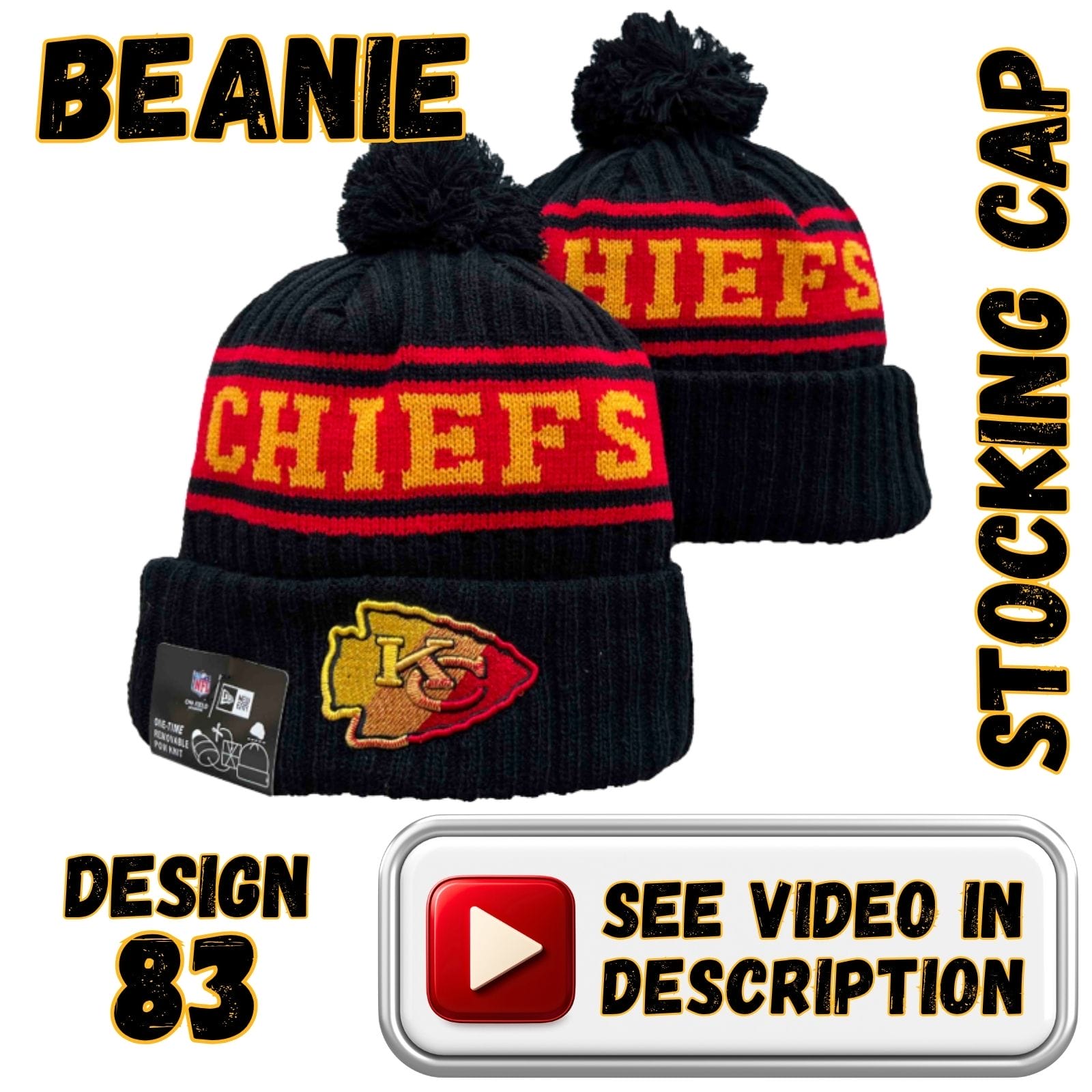 Black Crown, Red “CHIEFS” Band w/ Black Pom (83)