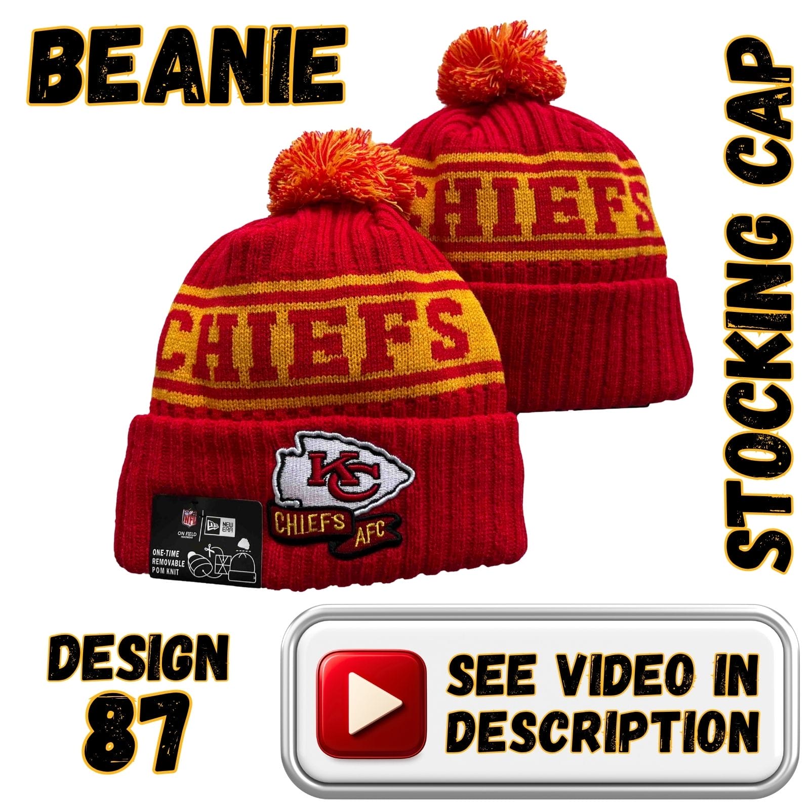 Red Crown, Yellow “CHIEFS” Band w/ Red-Yellow Pom (87)