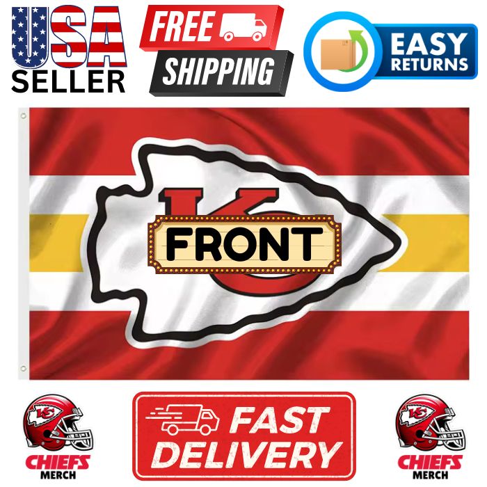 Chiefs 3'x5' Flag - Design #27 - Red White Gold Arrowhead