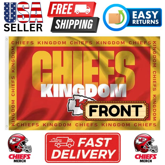 Chiefs 3'x5' Flag - Design #30 - Chiefs Kingdom Gold Trim