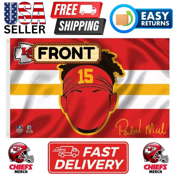 Chiefs 3'x5' Flag - Design #06 - Mahomes Head with Signature