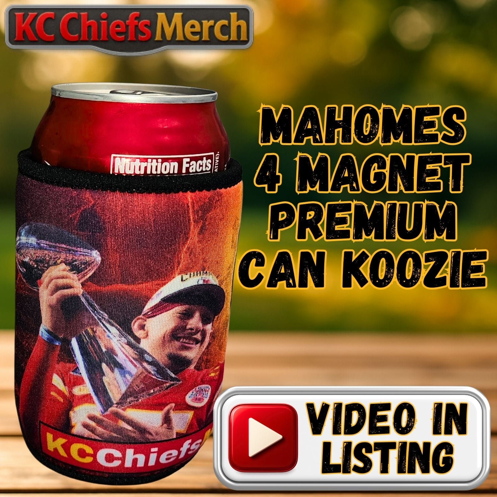 Kansas City Chiefs 4-Magnet Stubby Can Cooler, Patrick Mahomes Super Bowl Edition🏆🏆🏆🏆