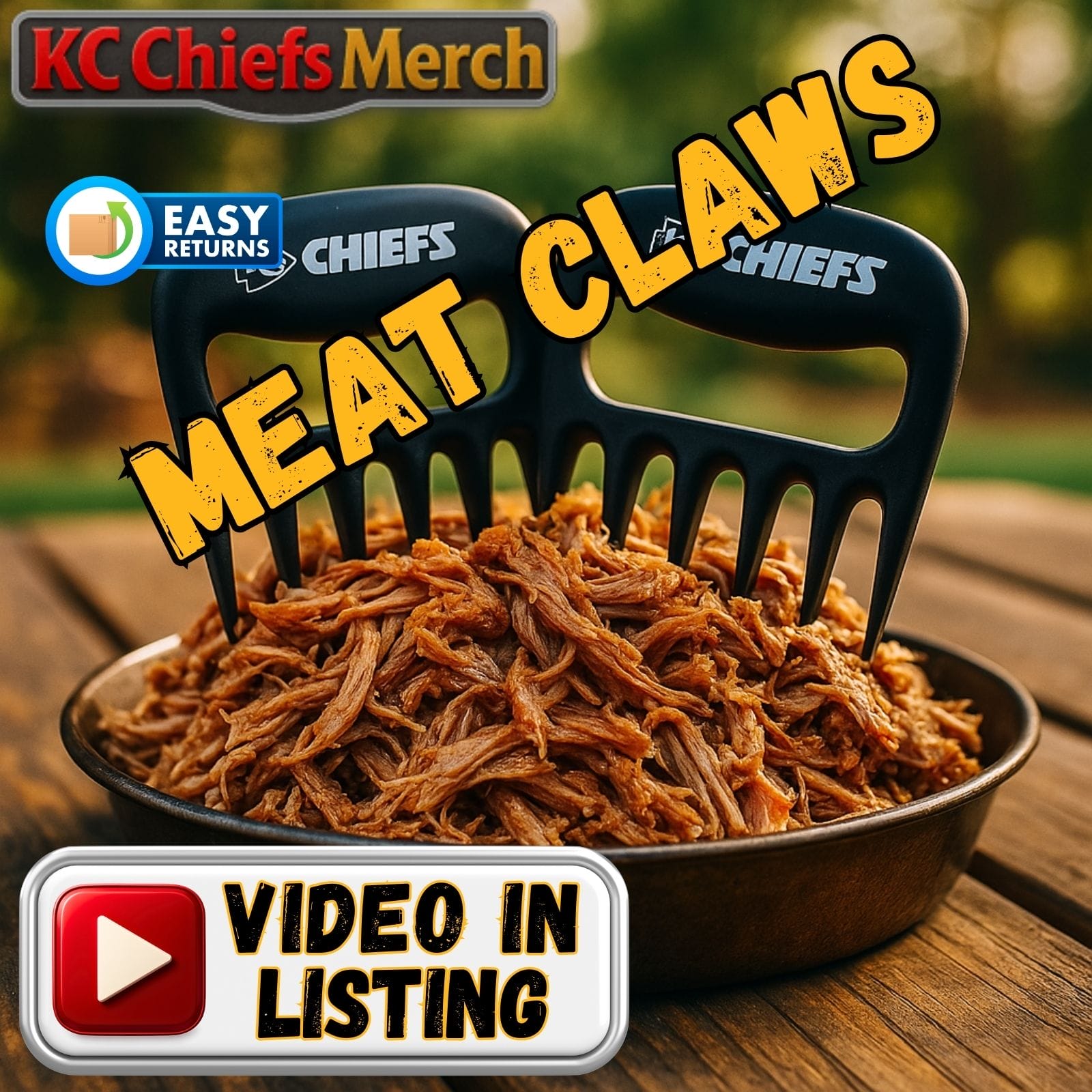 Kansas City Chiefs BBQ Meat Claw Shredders – Pulled Pork, Chicken & Beef Fan Gift